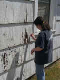 Bernadette picking paint with a skewer (1383664 bytes)